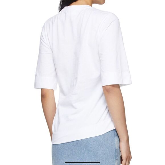 GANNI White Ruched T-Shirt Sz: XXS - Picture 2 of 7